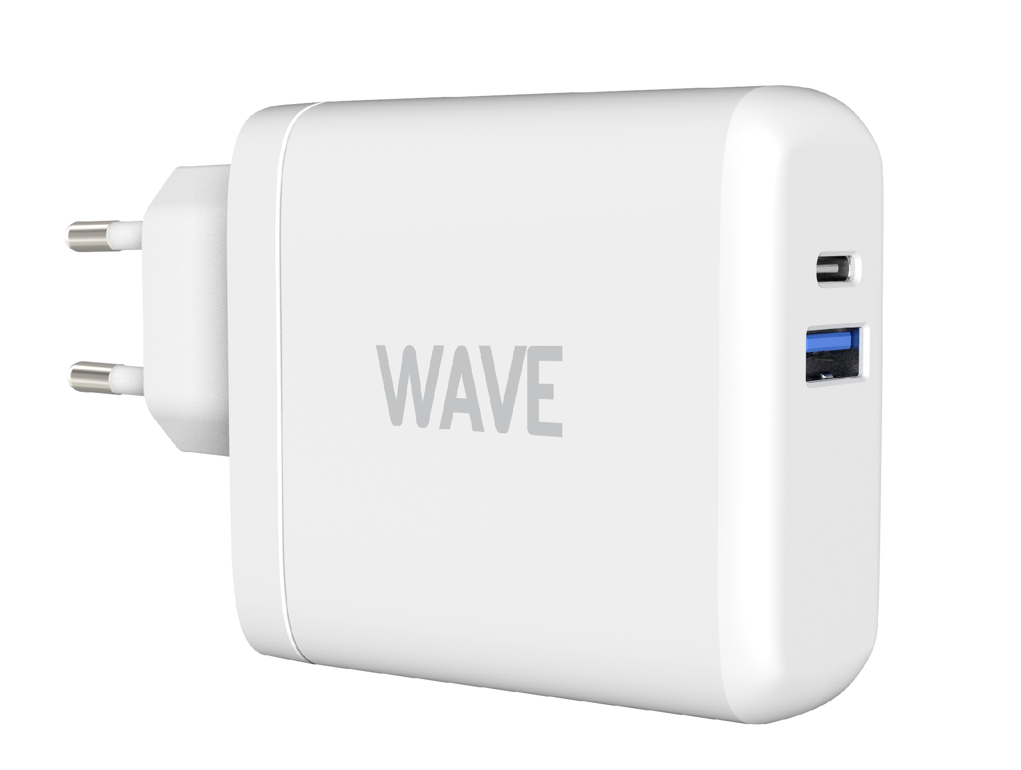 Wave 63W Pikalataava verkkolaturi, 1 x USB Type-C + 1 x USB-A, Valkoinen -  Bat Power Oy
